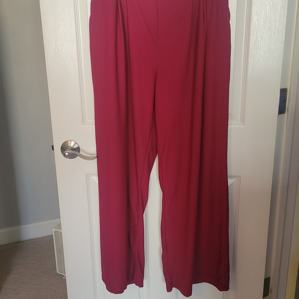 Halara Women's Burgundy Wide-Leg Trouser Pants XL Tall EUC - Picture 2 of 9